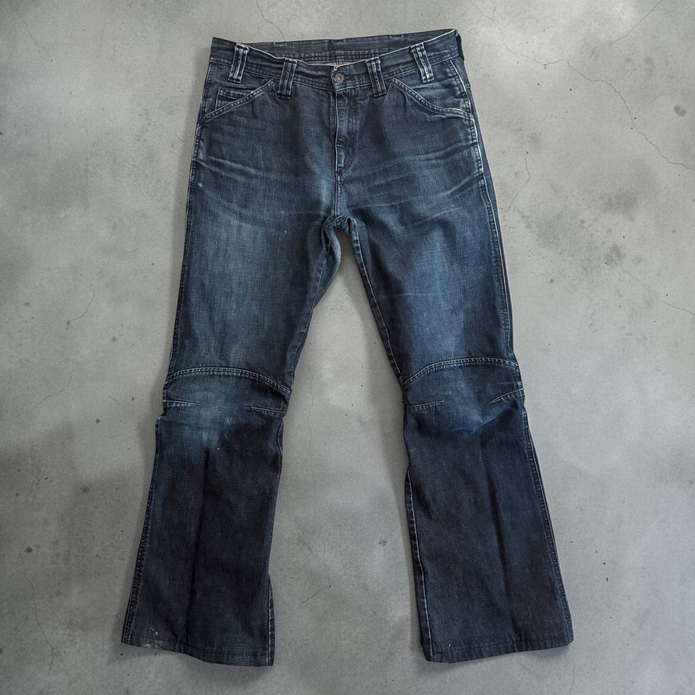 G-Star Raw Comwood Flare Bootcut Jeans Mens 34x32 Dark Wash Double Knee Hemmed